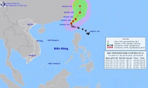 Bão số 5 không ảnh hưởng đến vùng ven biển và đất liền Việt Nam