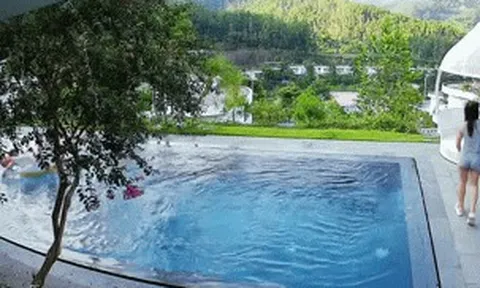 Diễn viên Mạnh Trường bất ngờ đẩy vợ xuống bể bơi, Khải Anh ôm chặt Đan Lê