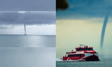 Hãi hùng cảnh vòi rồng khổng lồ xuất hiện ở vùng biển Phú Quốc