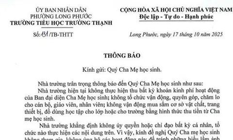 Trường học ở TP HCM ra thông báo "lạ" của sau khi phụ huynh vận động thu sai quy định