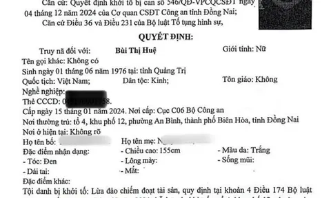 Truy nã đặc biệt Bùi Thị Huệ sinh năm 1976
