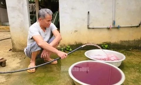 Nước giếng khoan nhà dân đổi màu tím, bốc mùi hôi thối bất thường