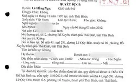 Quyết định truy nã Lê Hằng Nga SN 1997
