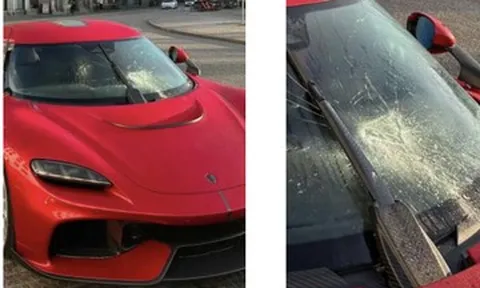 Đỗ trước khách sạn, siêu xe Koenigsegg hàng hiếm 80 tỷ đồng bị đập vỡ kính